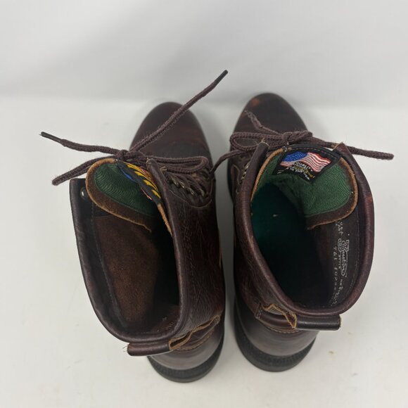 Justin work boots 761 brown leather kiltie lace up 9.5D - Picture 7 of 11